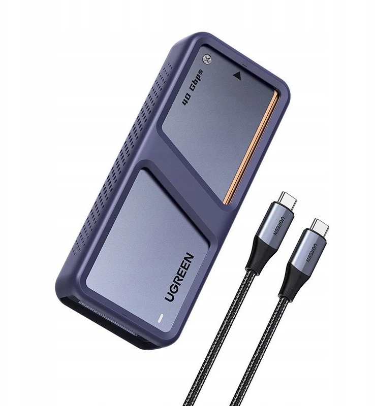 „Ugreen D703 USB4 40Gb/s M.2 NVMe SSD“ korpusas su aktyviu aušinimu – pilkas