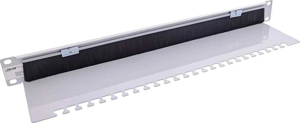Organizatorius m_Rittal InLine® 19'' kabelių pravedimo plokštė su šepetėliu ir kabelių juosta, 1HE, RAL 7035