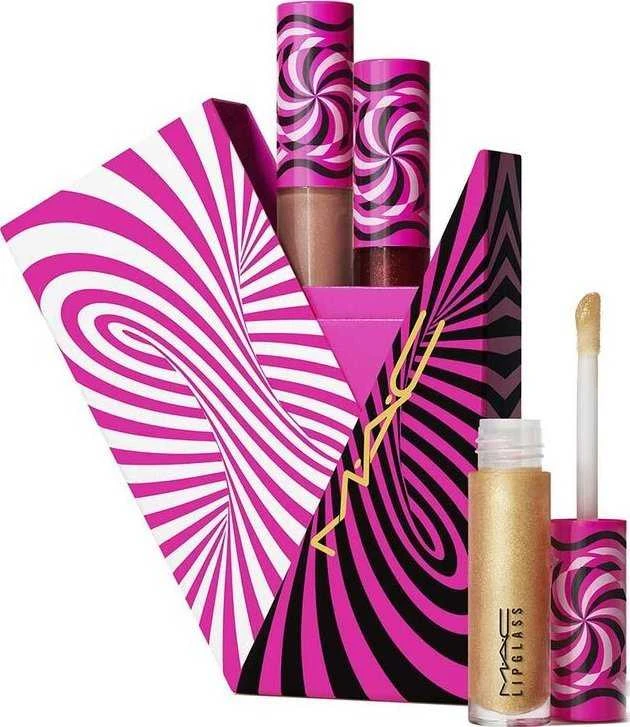 Tiny Tricks Set MAC: Lipglass Lūpų blizgis Optical Delusion 2.4 g + Lipglass Lūpų blizgis Tiktalk of the Town 2.4 g + Lipglass Lūpų blizgis Gilty of Trickery 2.4 g