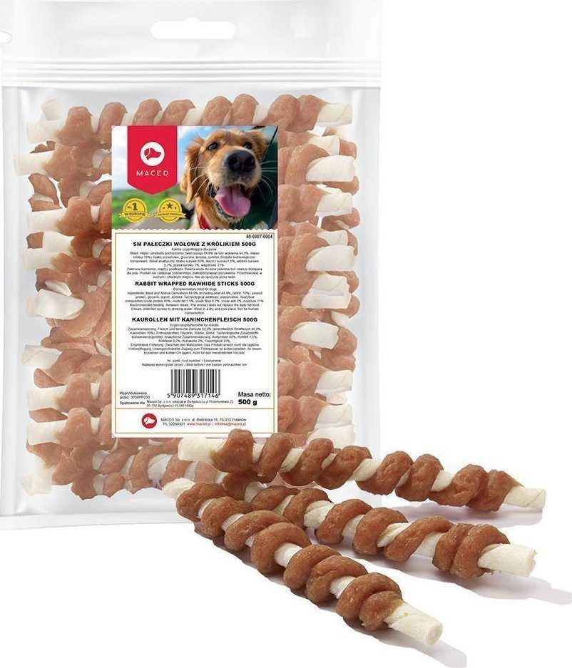 Šunų Skanėstai - MACED Žaliava Odos Kramtukai - 500g