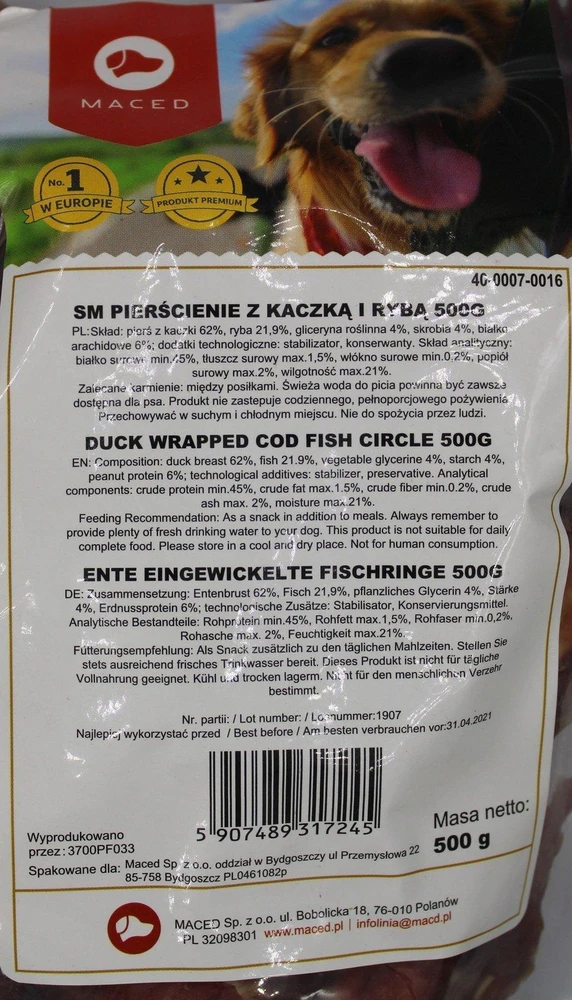 Maced žiedai su antiena i žuvis 500g