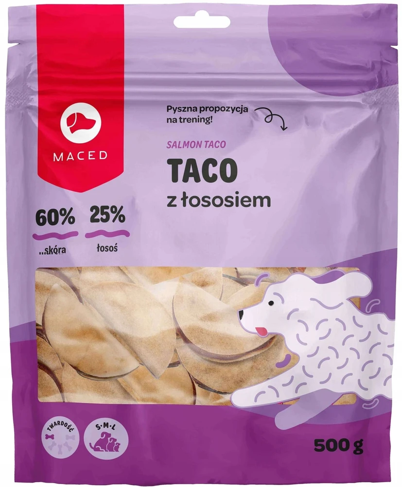 Maced SKANĖSTAS ŠUNIUI - skanėstas šuniui taco su lašiša 500g