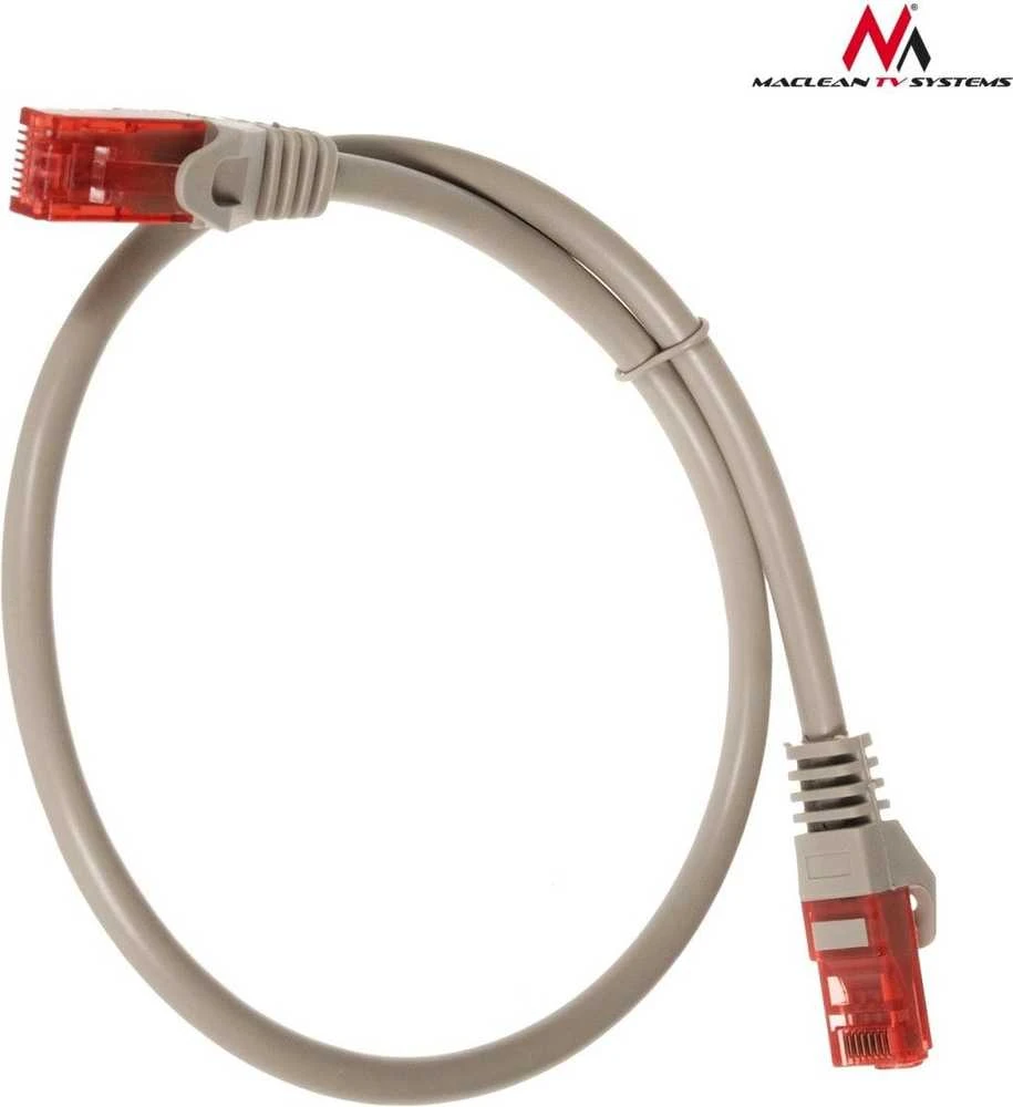MACLEAN MCTV-301S Maclean MCTV-301S Patchcord UTP cat6 Kabelio kištukas-kištukas 1m sidabrinis