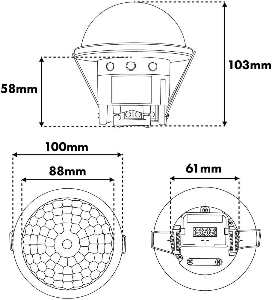 Grąžtas PIR judesio jutiklis Maclean, Montuojamas, veikimo nuotolis 10x40m, 1000W/2000W, 220-240V AC, 50/60Hz, IP54, MCE822