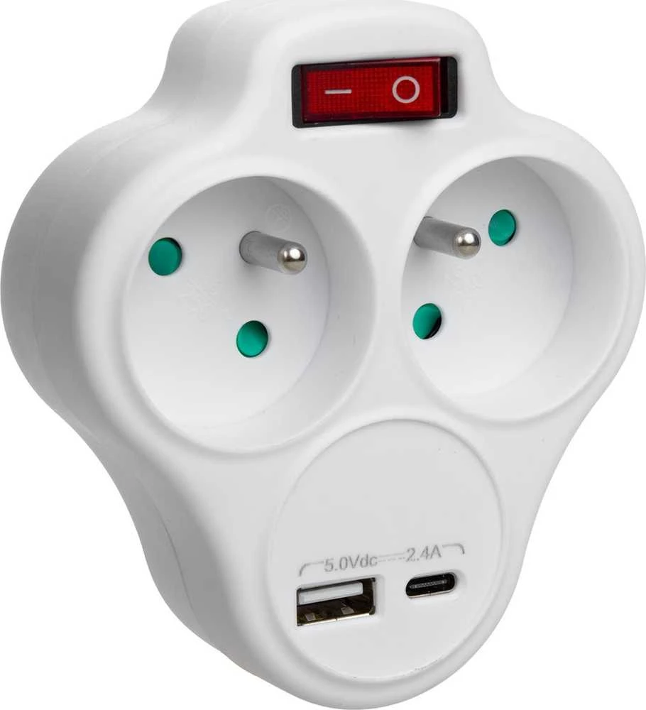 Gniazdko „Maclean“ maitinimo lizdas, 2 lizdų skirstytuvas su USB A/C 2.4A, E tipo, 2x16A, MCE336 E