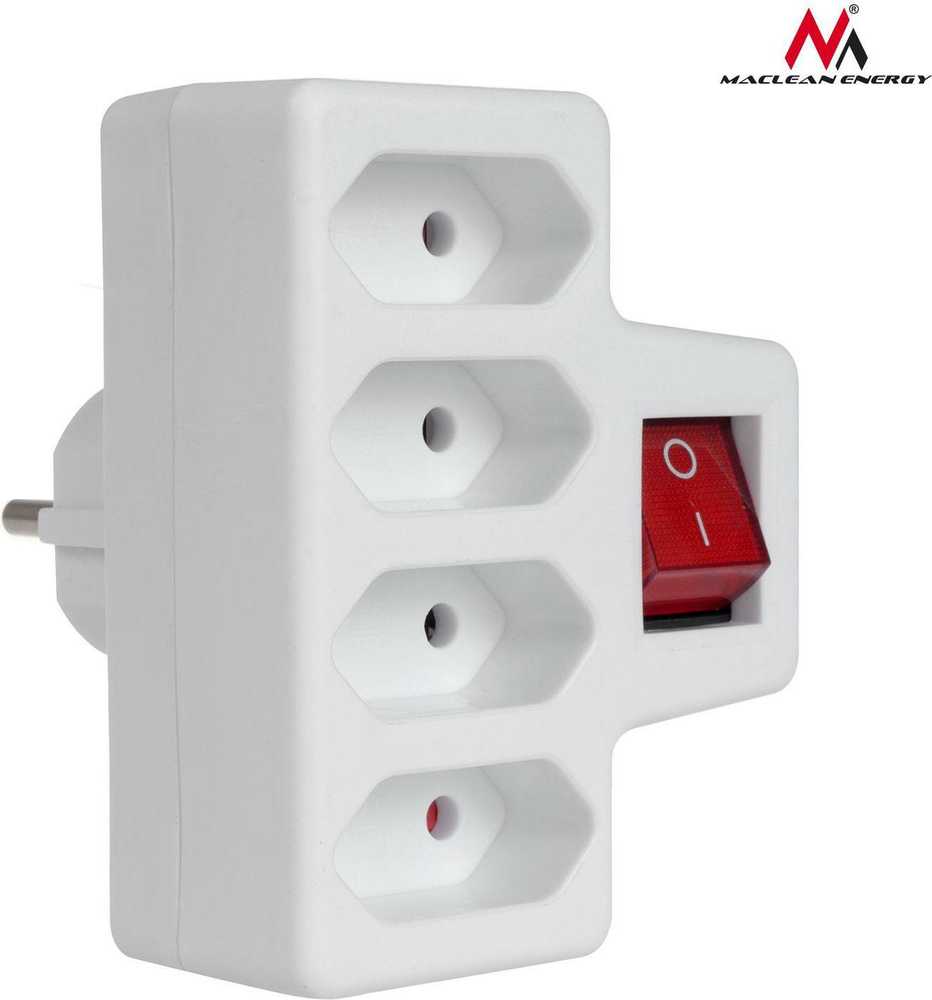 MACLEAN MCE217 Maclean MCE217 Keturių fazių maitinimo lizdas su jungikliu 4x2,5A universalus kištukas