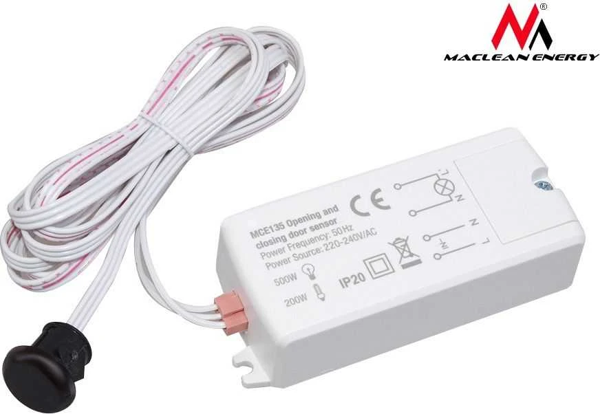 Maclean PIR įjungimo / išjungimo jutiklis durims, MCE135 diapazonas 5-6 cm, max 500W (MCE135)