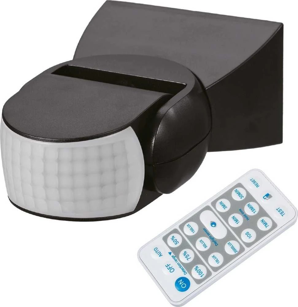 Czujnik „Maclean“ PIR judesio jutiklis, infraraudonųjų spindulių, su nuotolinio valdymo pultu, maks. 800 W (lemputė), maks. 1200 W (LED), MCE241 B