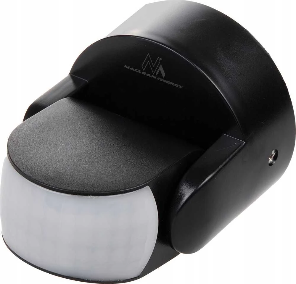 Czujnik „Maclean“ PIR judesio jutiklis, infraraudonųjų spindulių, IP65, juodas, veikimo nuotolis 12 m, maksimali apkrova 800/1200 W, MCE468 B,