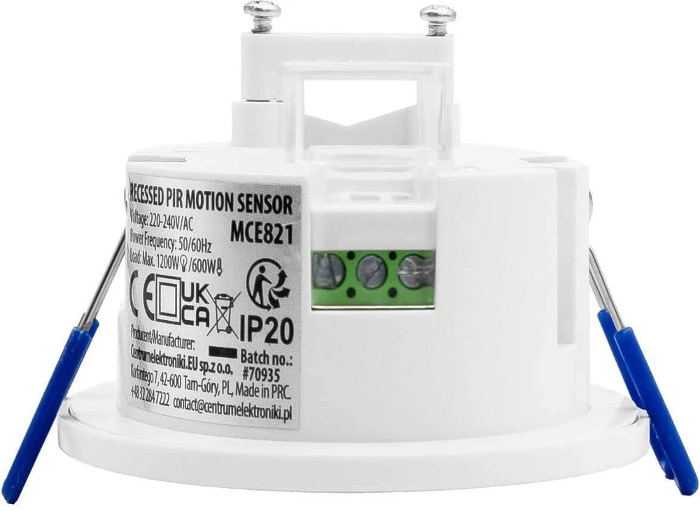 Judesio jutiklis PIR Maclean, Montuojama, zasięg 8m, 600W/1200W, 220-240V AC, 50/60Hz, MCE821