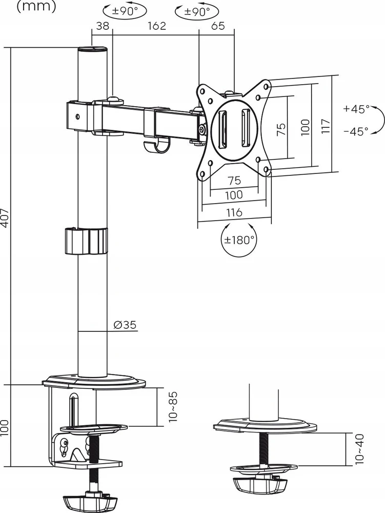 Laikiklis MACLEAN LCD MONITORIUS DESK MOUNT MC-572N