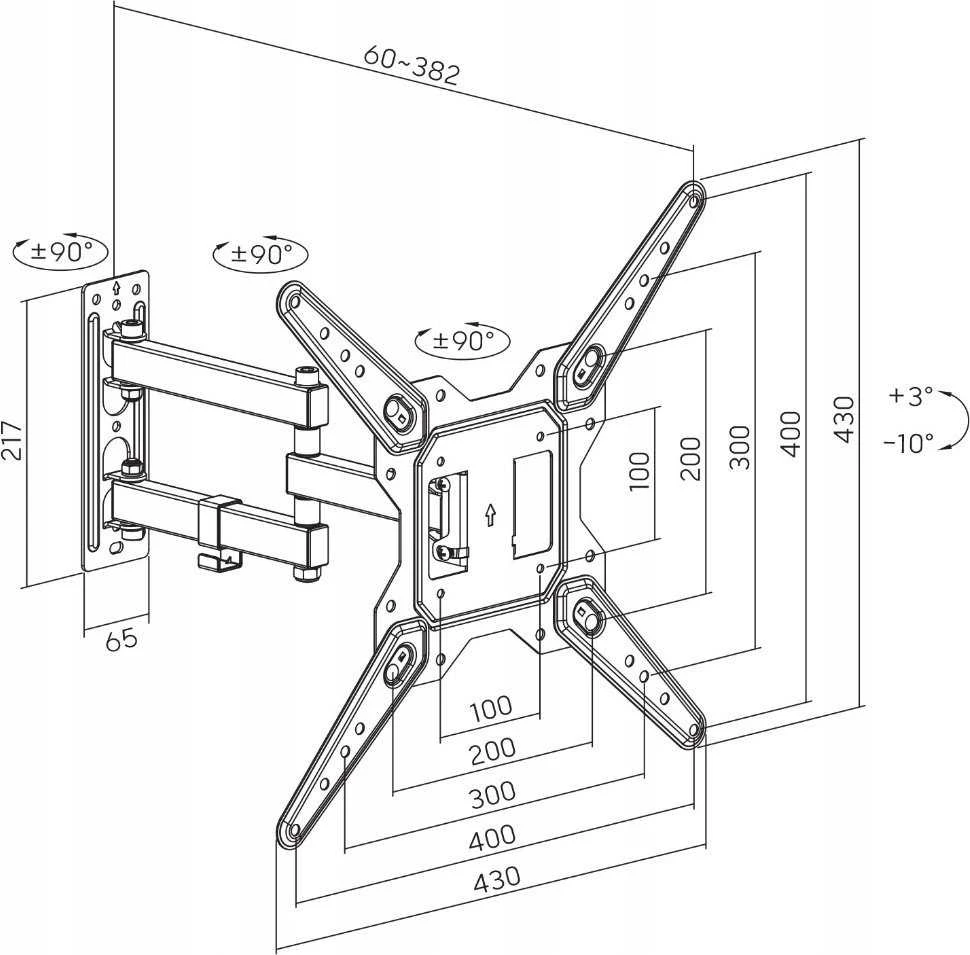Laikiklis Maclean TV or monitorius mount, universal, max VESA 400x400, 23-55", 30kg, juodas, MC-701N
