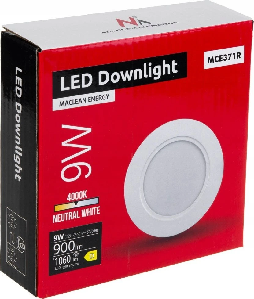 Lubinis šviestuvas „Maclean“ įleidžiama LED lubinė panelė SLIM, 9W, neutrali balta 4000K, 120 * 26 mm, 900 lm, MCE371 R