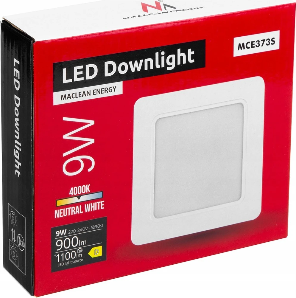 Maclean MCE373S LED lubų skydelis įleidžiamas SLIM 9W Neutral Baltas 4000K 120x120x26mm 900lm