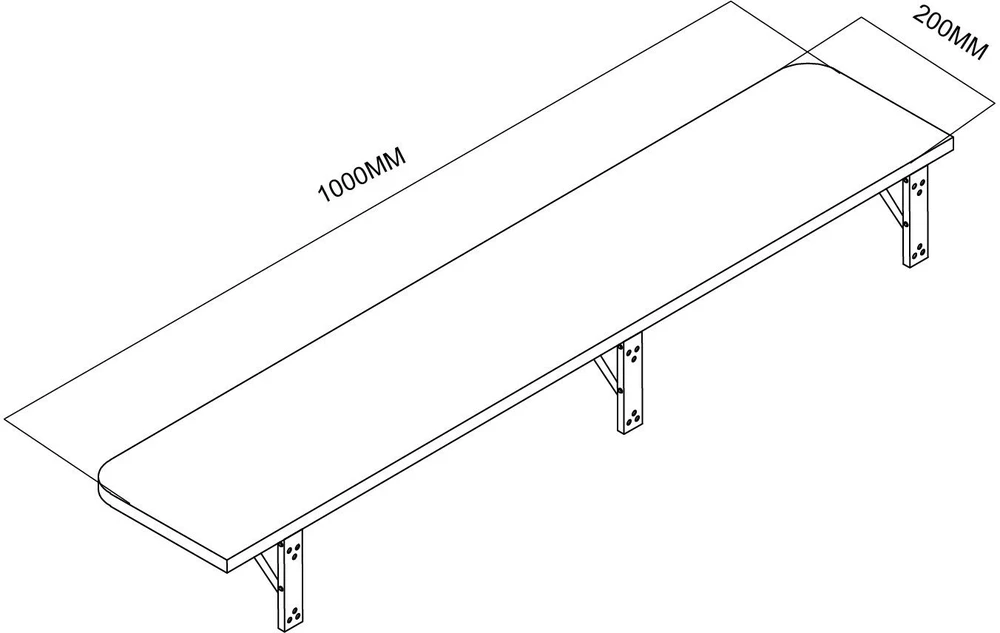 Składana „Maclean“ sulankstoma lentyna/stalviršis, juoda, 100 x 20 cm, maks. 50 kg, MC-129 B