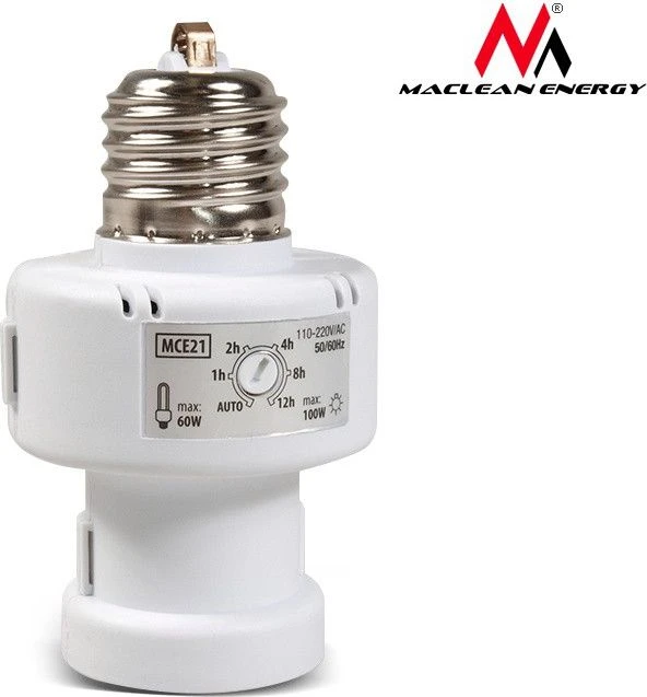 MACLEAN MCE21W Maclean MCE21 W lemputės tvirtinimas su šviesos jutikliu E27 100W baltas