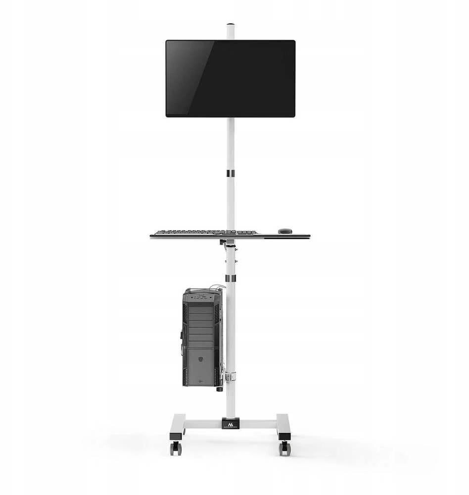 Maclean profesionalus nešiojamojo kompiuterio stovas, mobilioji kompiuterio darbo vieta ant ratų, maks. 17"-32", maks. 20 kg, MC-793