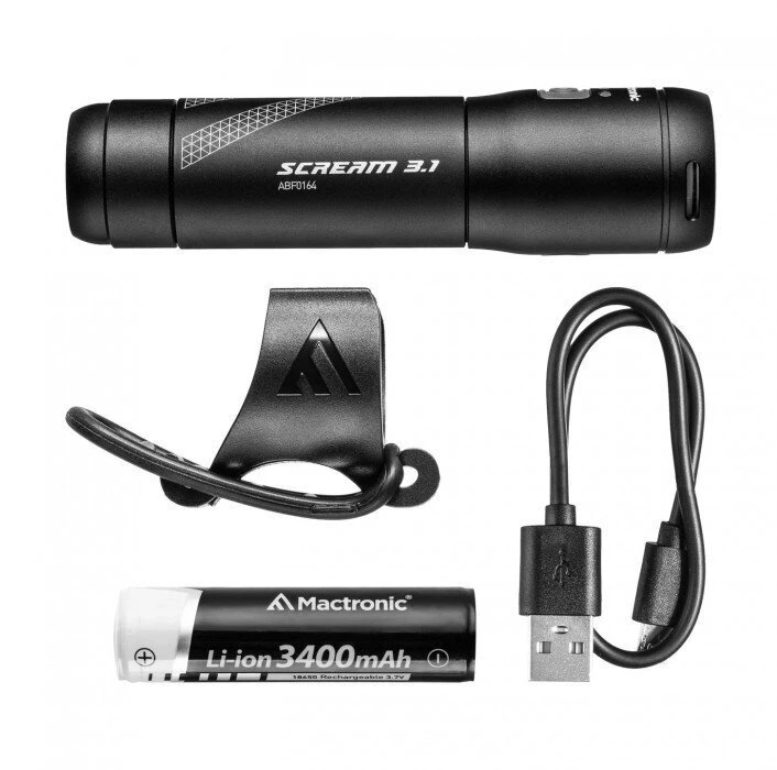 Dviračio Šviesa - MacTronic Scream 3.1 1000 Liumenų USB-C Įkraunama IP66 Aliuminis Juodas