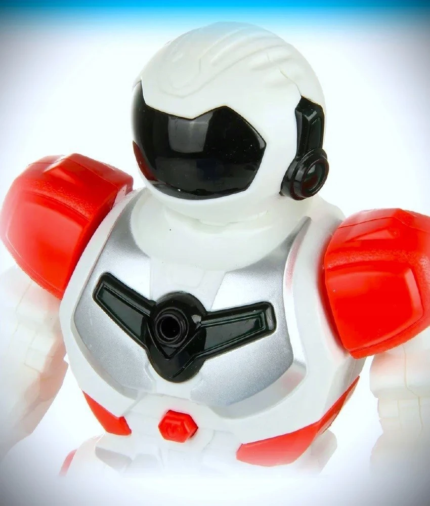 Madej nuotoliniu būdu valdomas robotas, baltas ir raudonas