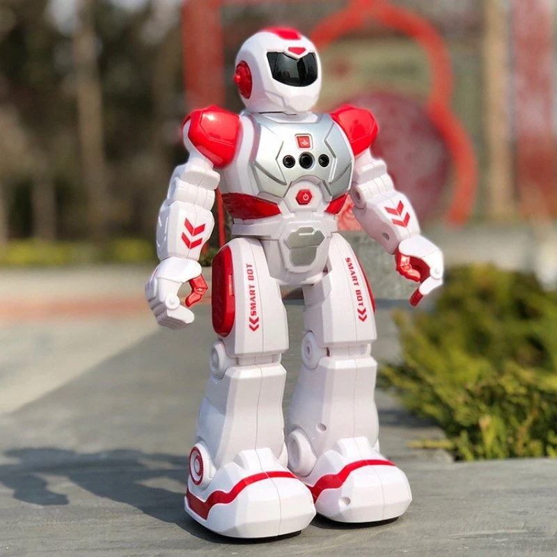 Madej nuotoliniu būdu valdomas robotas, baltas ir raudonas