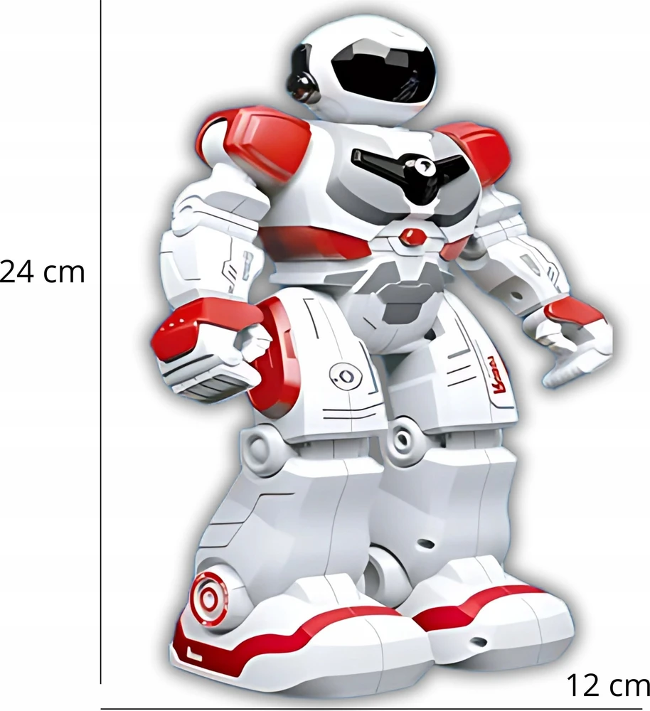 Madej nuotoliniu būdu valdomas robotas, baltas ir raudonas