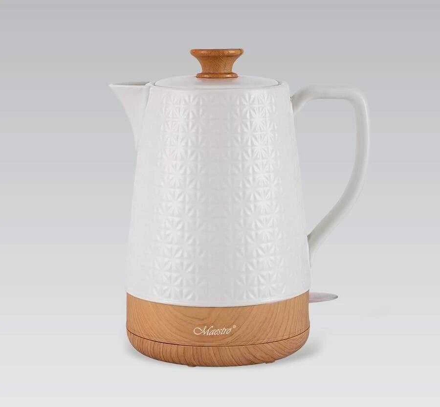 Maestro MR-076 elektrinis virdulys 1,8 L 1800 W, spalva: balta/medžio