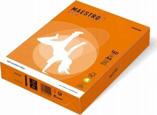 Maestro Spalvotas biuro popierius IQ, A4, 160g, OR43, oranžinės spalvos, 250 lapų