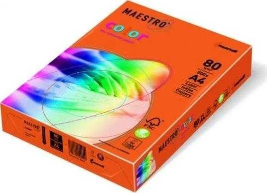 Maestro Spalvotas biuro popierius IQ, A4, 160g, OR43, oranžinės spalvos, 250 lapų