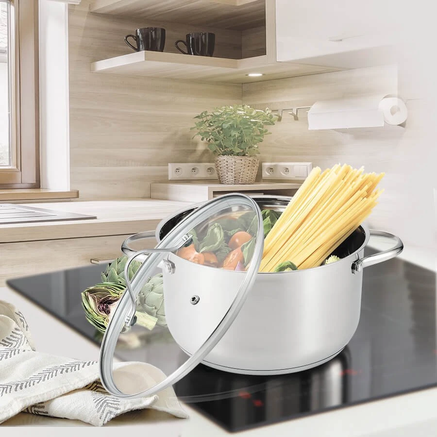 Maestro Plieninis puodas su dangčiu indukcinei ir dujinei viryklei 24cm 5.8L MAESTRO MR-3519-24