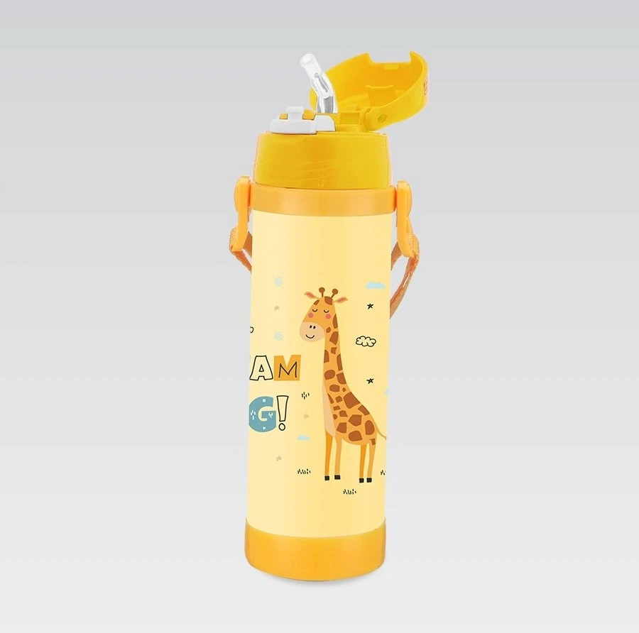 Maestro termo puodelis vaikams su šiaudeliu 500 ml žirafa MAESTRO MR-1640-50-D