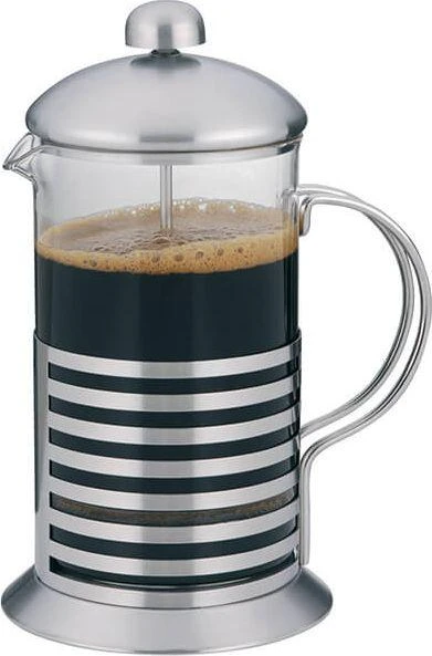 French press kavinukas su stilingu metaliniu korpusu