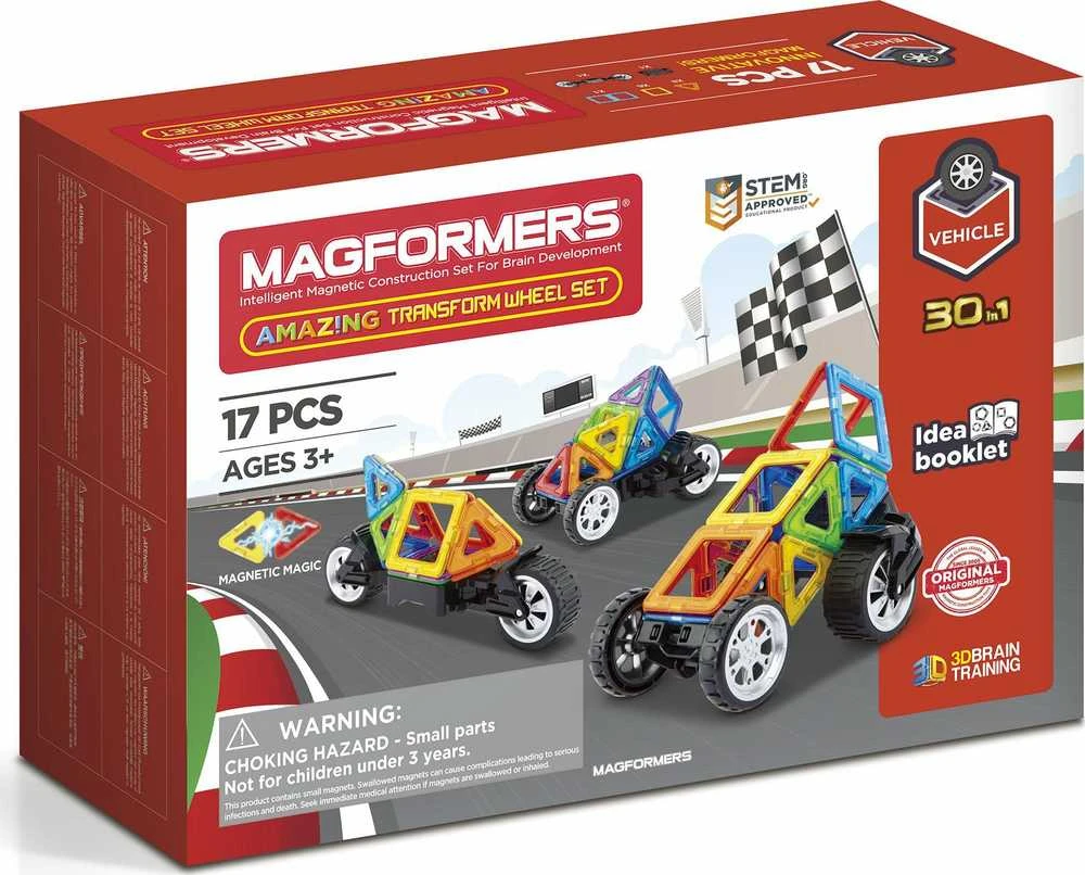 Magformers – nuostabus transformavimo ratų rinkinys, 17 dalių