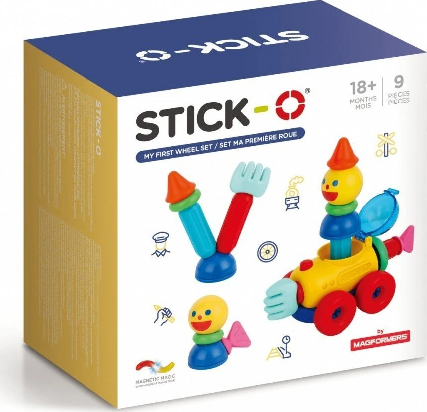 „Magformers“ STICK-O MY FIRST Rinkinys su ratukais, 9 dalys