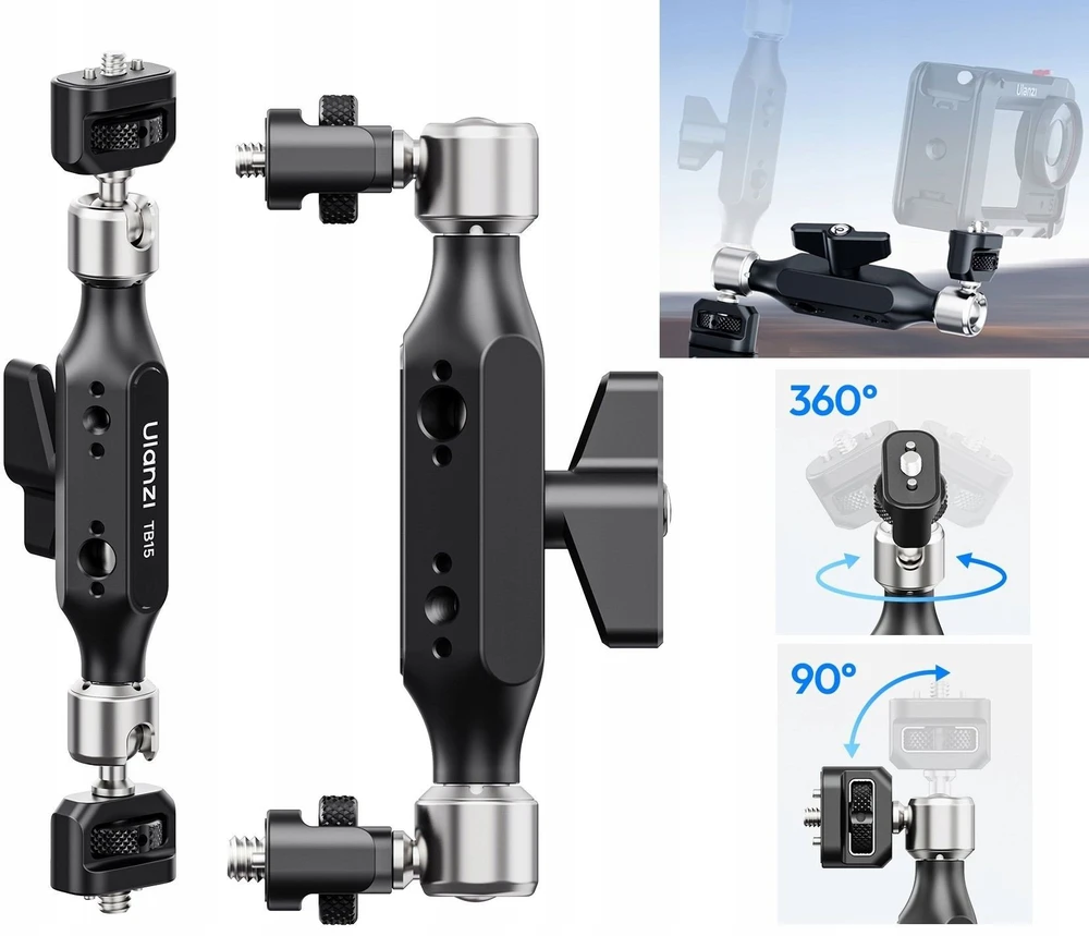 Kameros priedas - Ulanzi TB15 Magic Arm Pro Aliuminio 1/4" & 3/8" Juodas