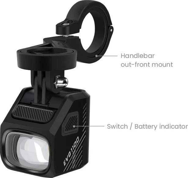 MAGICSHINE Priekinis žibintas MAGICSHINE EVO 1100 Juodas, 1100 liumenų, Juodas, Su laikikliu (NAUJAS)