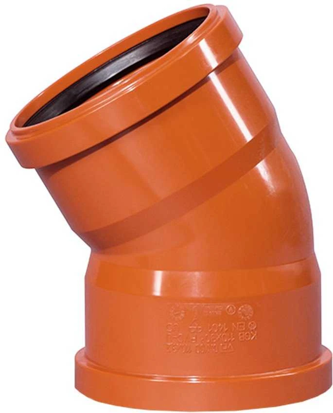 Lauko kanalizacijos dvimovė alkūnė Magnaplast, Ø 110 mm, 45°