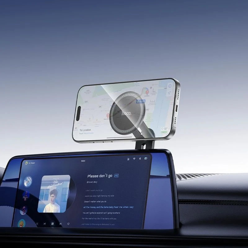 Magnetinis automobilio telefono laikiklis, tvirtinamas prie ekrano galo Hoco H93 juodas