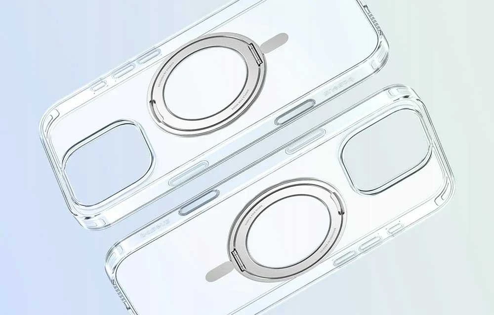 Magnetic dėklas su stoveliu Baseus SkyRing 360° Apple iPhone 16 Pro Pro skaidrus