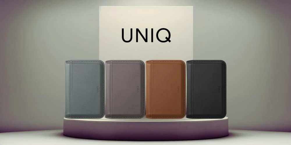 Dėklas Uniq Lyden DS RFID magnetinė piniginė su telefono stoveliu - ruda