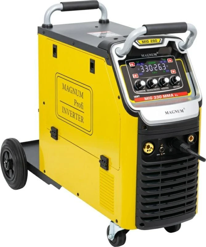 Magnum INVERTINIS PUSIAU AUTOMATINIS SUVIRINIMO APARATAS MIG-330 MMAV2 IGBT 4X4, 330A/60%, 400V, MB24/5, GP50, MIT, KABELIAI, MMA, ŽARNA, W16 5P…