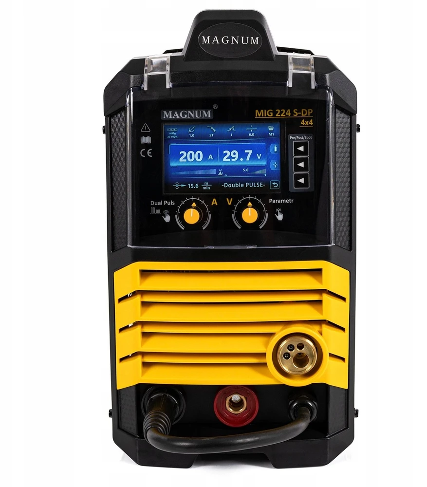 Magnum Suvirinimo pusautomatis INVERTOROWY MIG-224 LCD DUAL PULS SYNERGIA MMA 4x4, 200A/60%, 230V, MB24/3,GP50, MMAR, D200