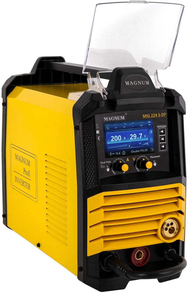 Magnum Suvirinimo pusautomatis INVERTOROWY MIG-224 LCD DUAL PULS SYNERGIA MMA 200A/60%, 230V, MB24/3, GP50,MMAR, D200 ....W