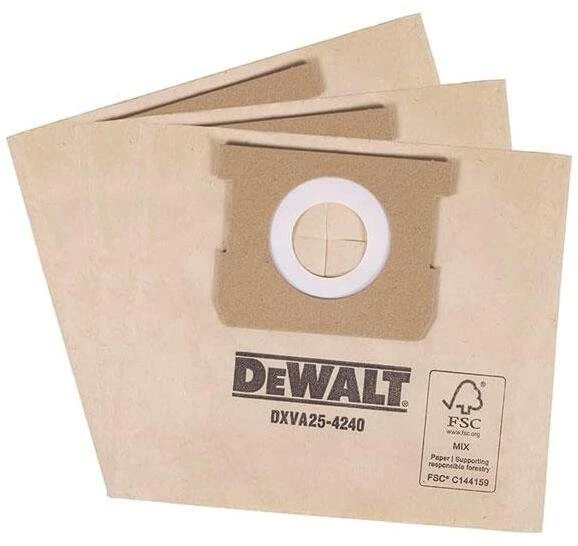 „DeWalt“ dulkių siurblio maišeliai x 3 DXV15T - įrankių dėžės popierius