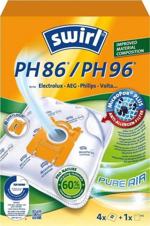 SWIRL PH86/PH99 Dulkių siurblio maišeliai 4vnt ir filtras X897090