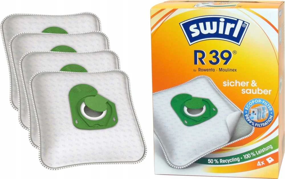 Dulkių siurblio maišeliai Swirl® R 39 MicroPor® Plus Žalias, 4 vnt.