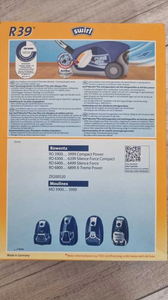 Dulkių siurblio maišeliai Swirl® R 39 MicroPor® Plus Žalias, 4 vnt.