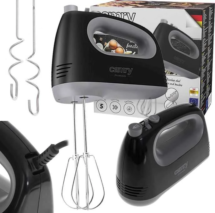 Plakiklis Camry | Hand mixer | CR 4220b | Hand Mixer | 300 W | Greičių skaičius 5 | Turbo mode | Juodas