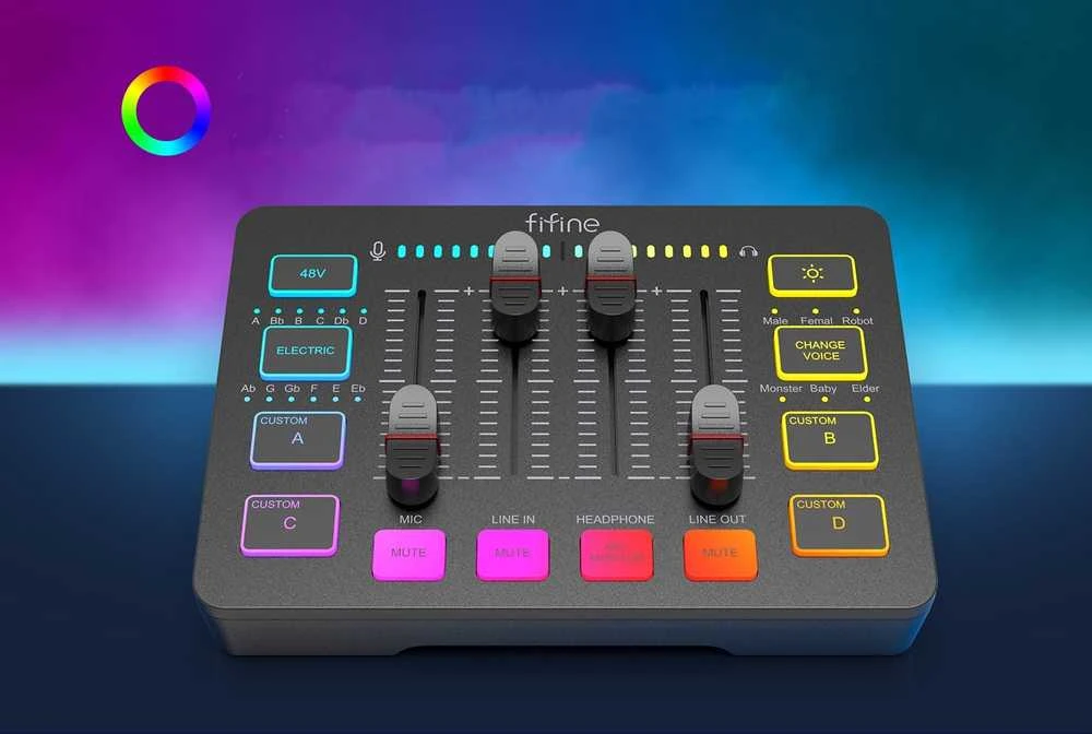 Fifine Maišytuvas audio SC3 Juodas