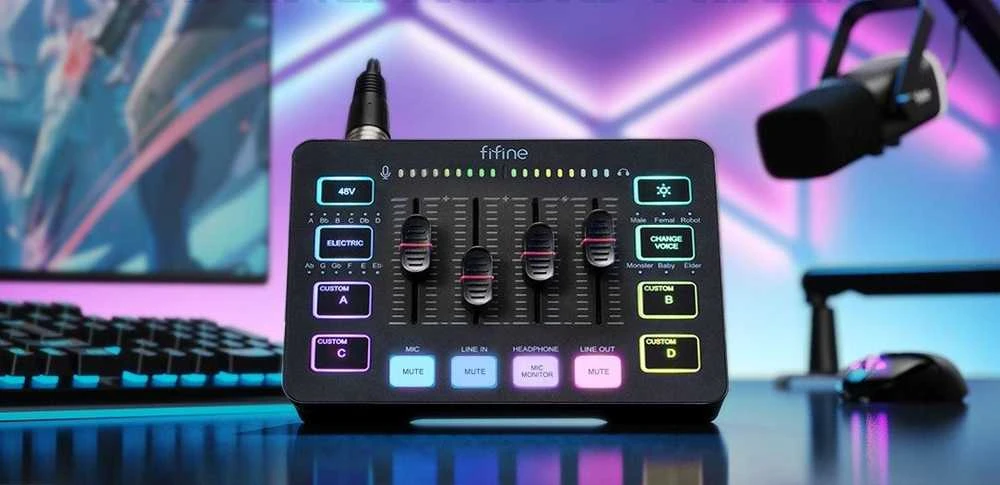 Fifine Maišytuvas audio SC3 Juodas