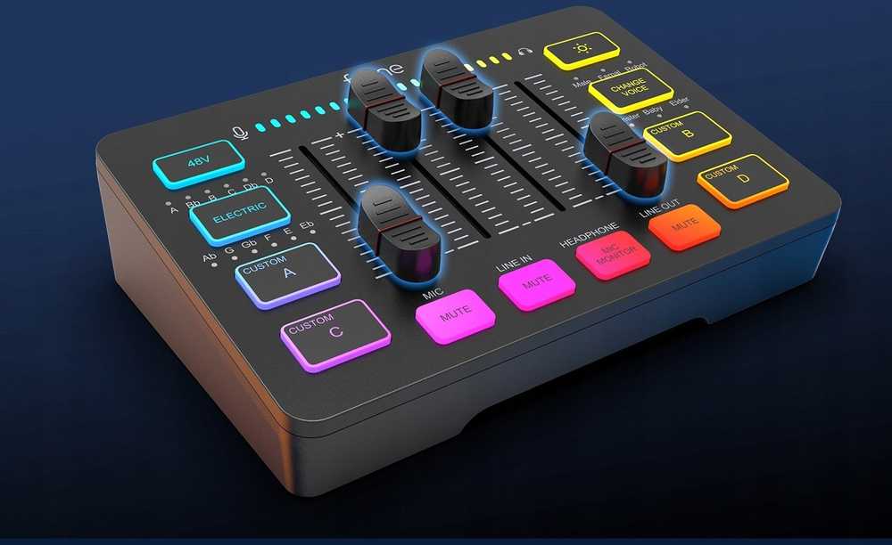 Ausinės Fifine Maišytuvas Sound Card SC3W balta USB su RGB XLR 2 - kanałowy